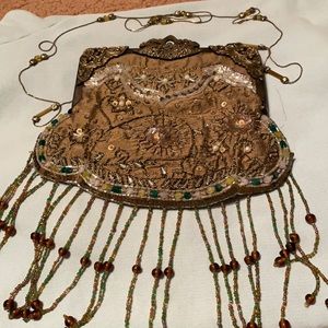 Silk hand beaded bag